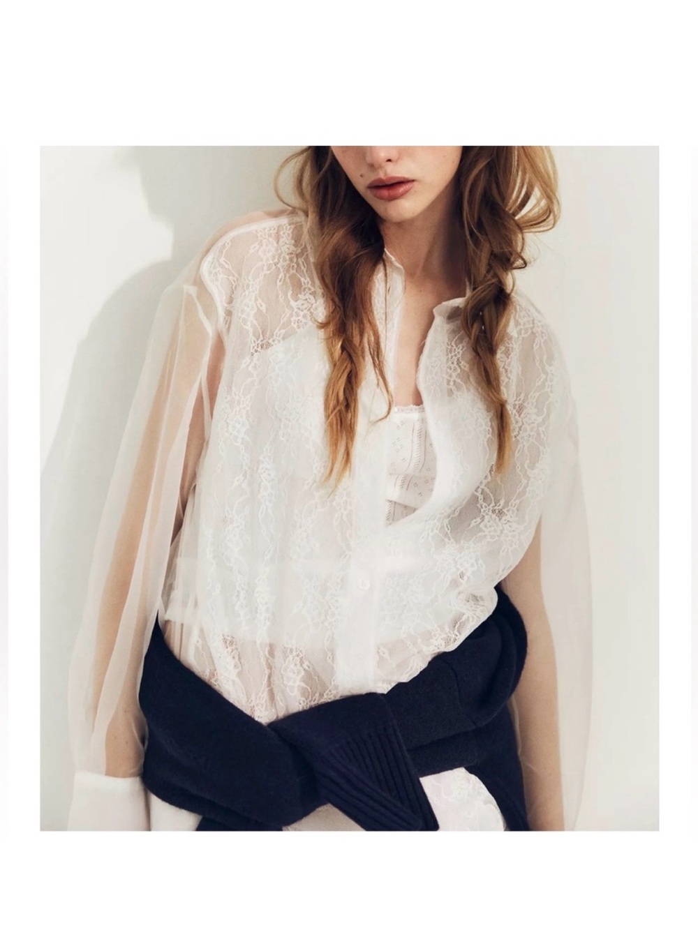 Nwt- Zara -Oversize Organza Lace Shirt-XL